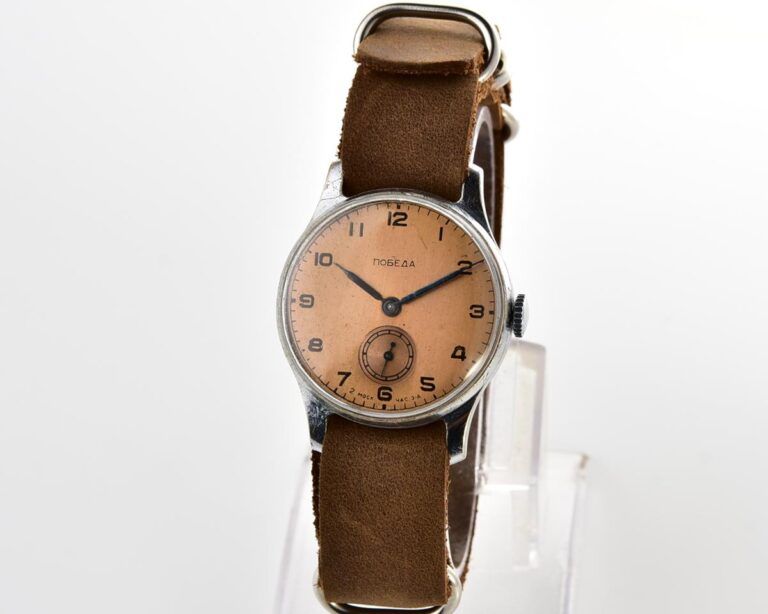 Excellent soviet POBEDA watch with bronze dial, 3rd quarter of 1958
