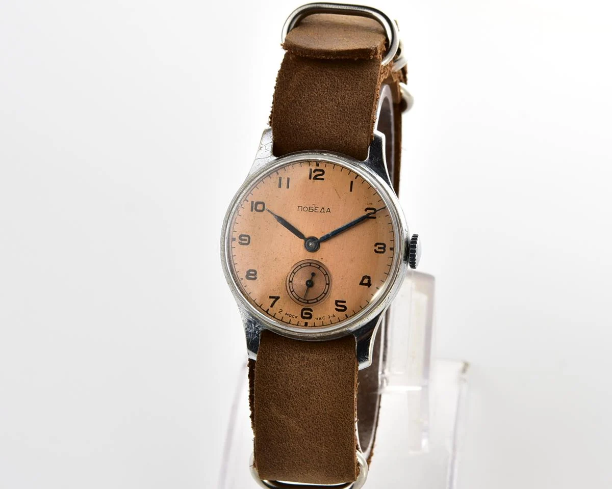 Excellent Soviet Pobeda watch with bronze dial, 3rd quarter of 1958