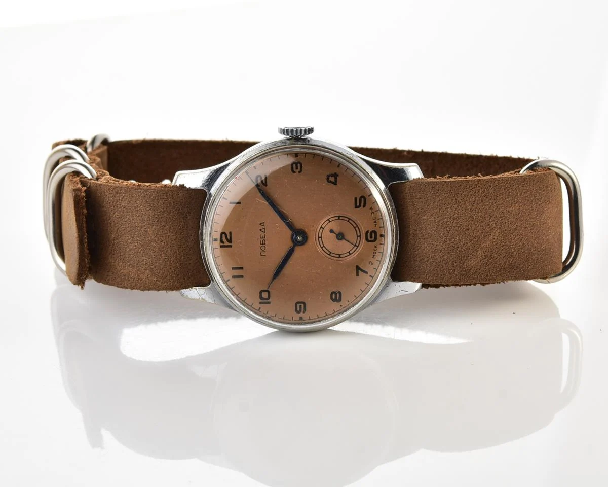 Excellent Soviet Pobeda watch with bronze dial, 3rd quarter of 1958