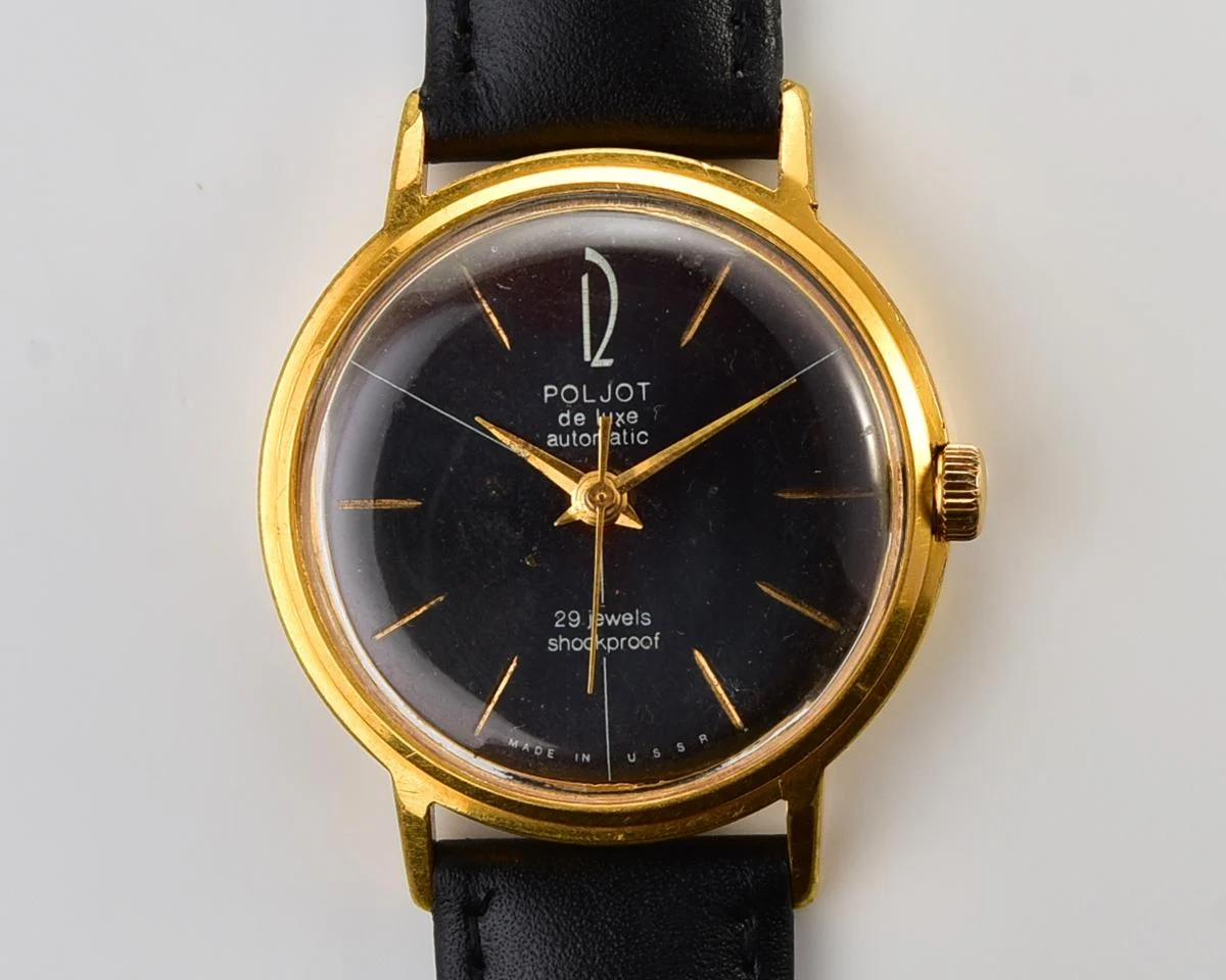 Beautiful vintage gold-plated wristwatch Poljot De Luxe with self winding mechanical movement!
