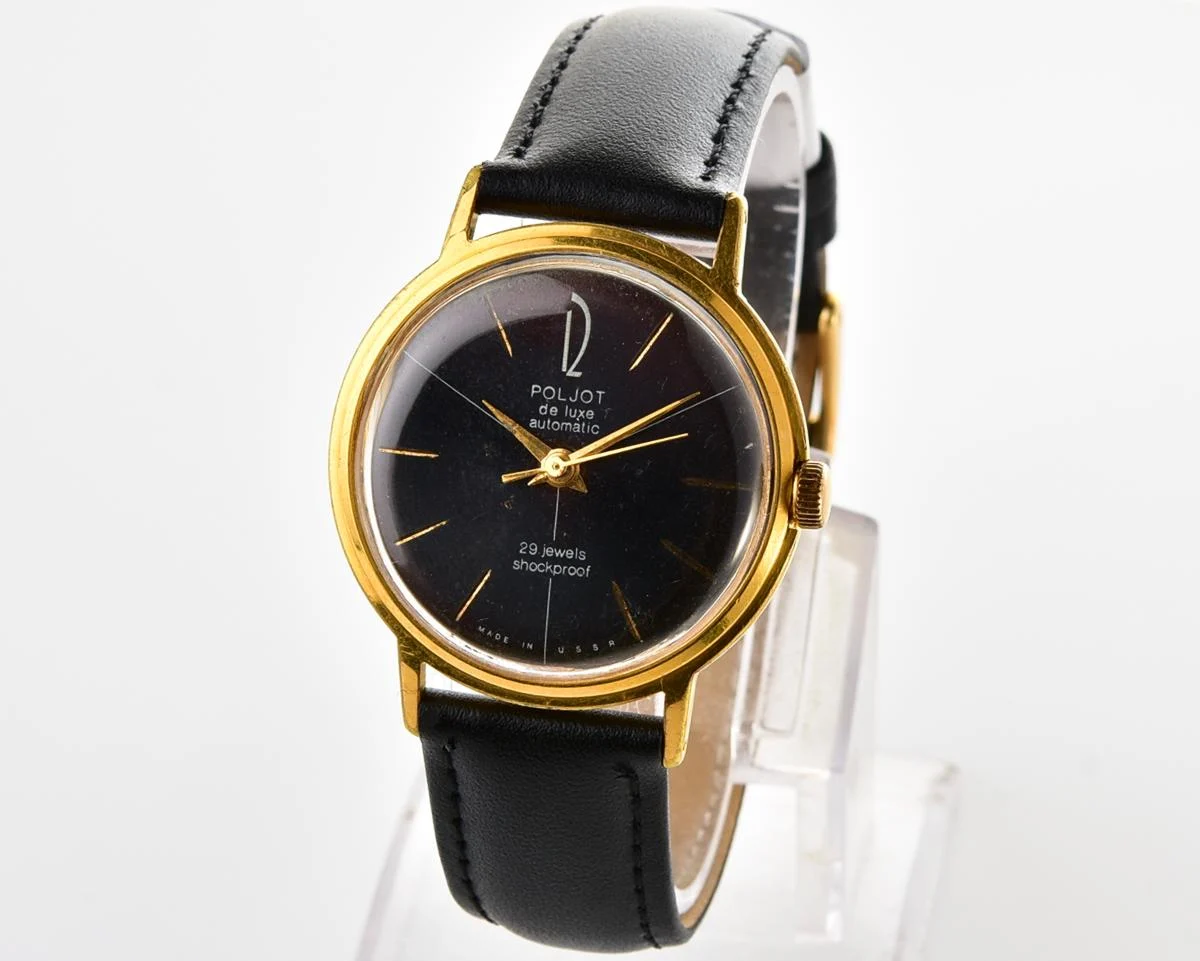 Beautiful vintage gold-plated wristwatch Poljot De Luxe with self winding mechanical movement!