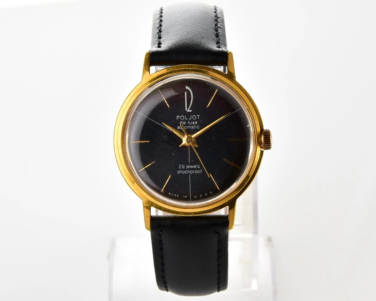 Beautiful vintage gold-plated wristwatch Poljot De Luxe with self winding mechanical movement!