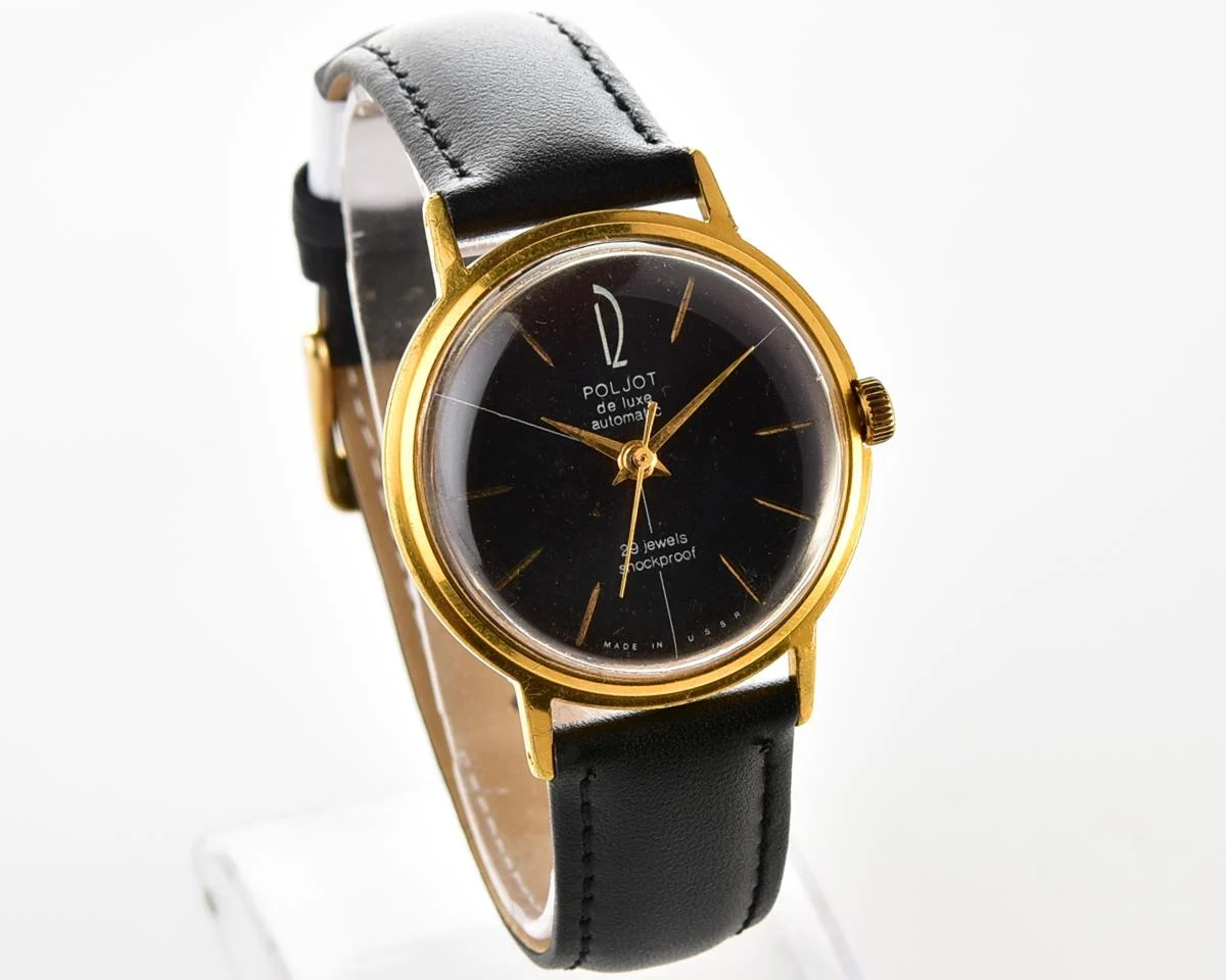 Beautiful vintage gold-plated wristwatch Poljot De Luxe with self winding mechanical movement!
