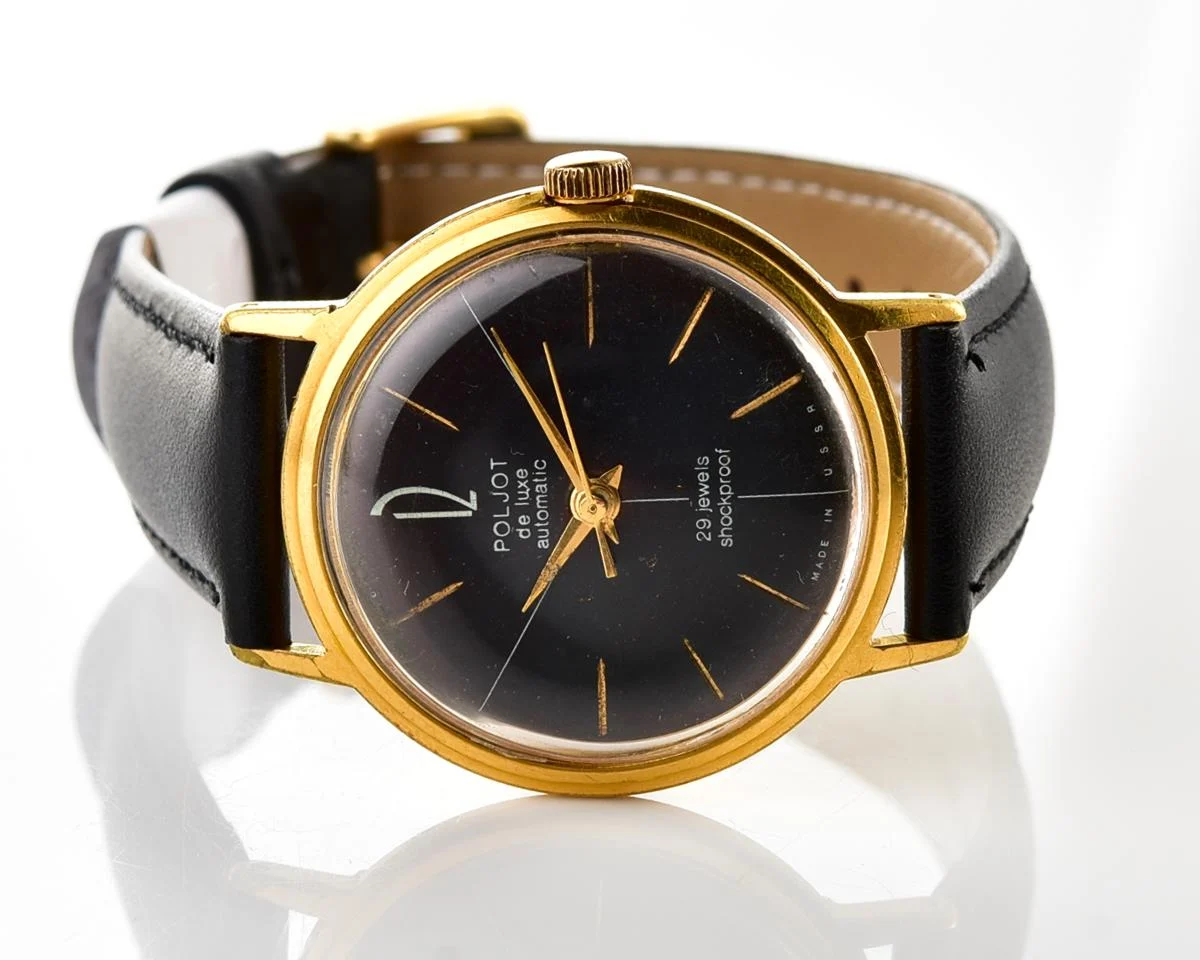 Beautiful vintage gold-plated wristwatch Poljot De Luxe with self winding mechanical movement!