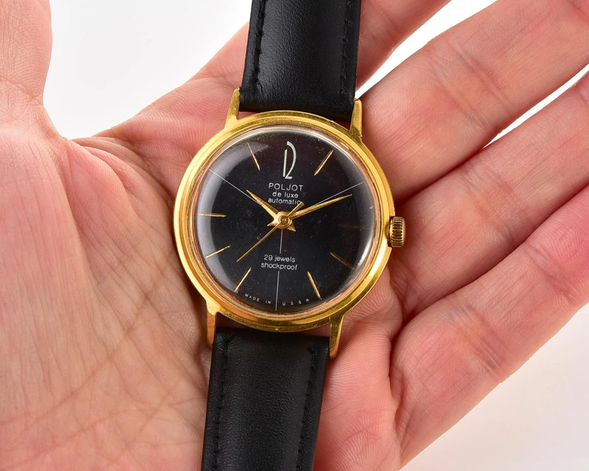 Beautiful vintage gold-plated wristwatch Poljot De Luxe with self winding mechanical movement!