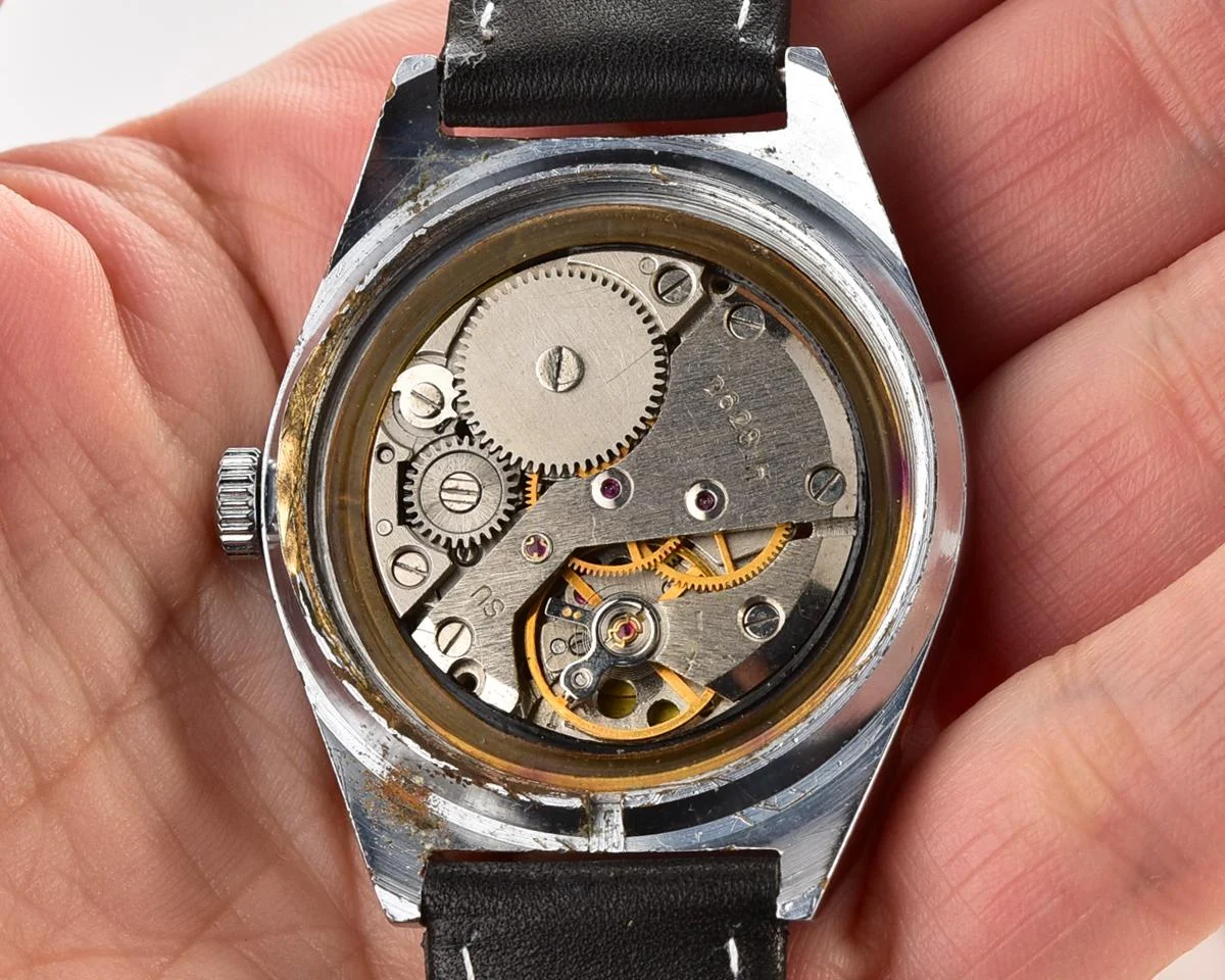 Raketa vintage mechanical wrist watch with double calendar
