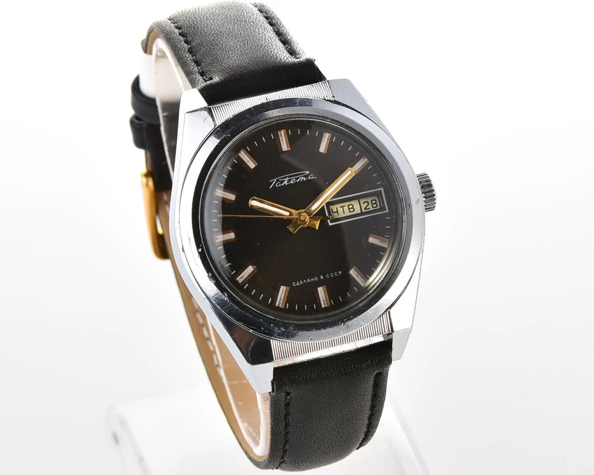 Raketa vintage mechanical wrist watch with double calendar