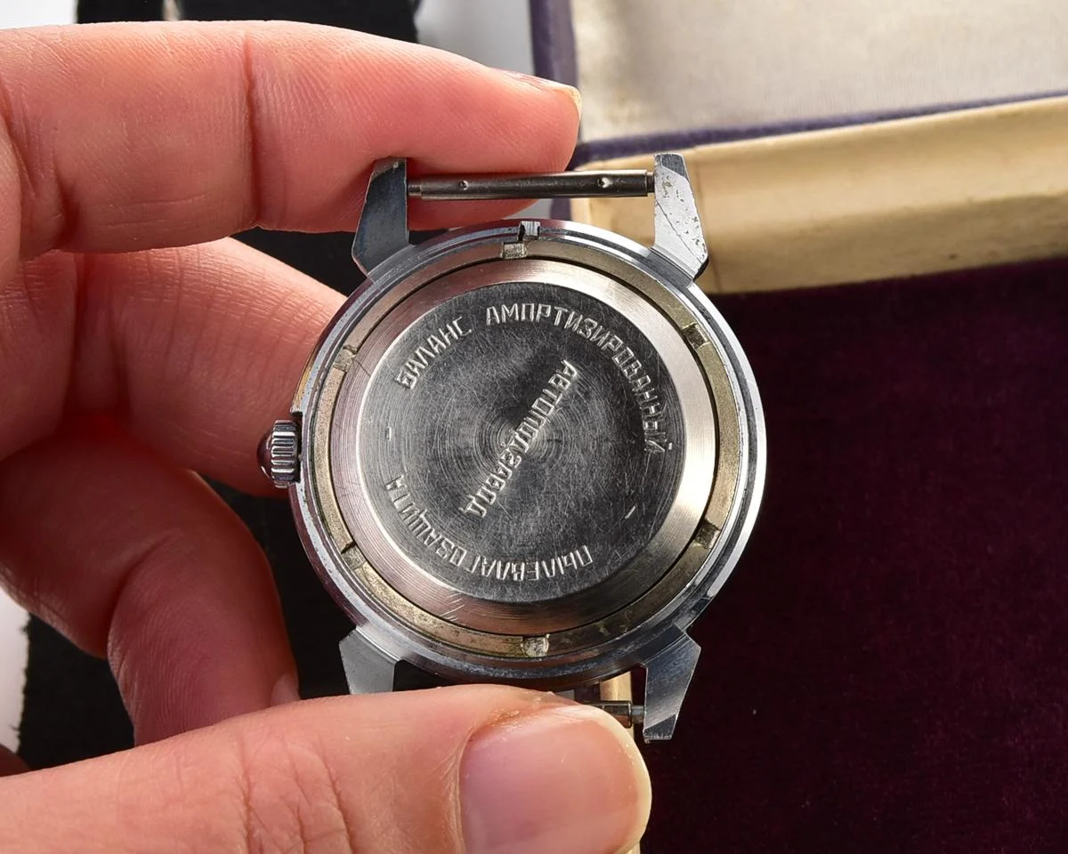 Excellent condition Rodina mechanical watch with automatic self winding movement with box and leather strap!