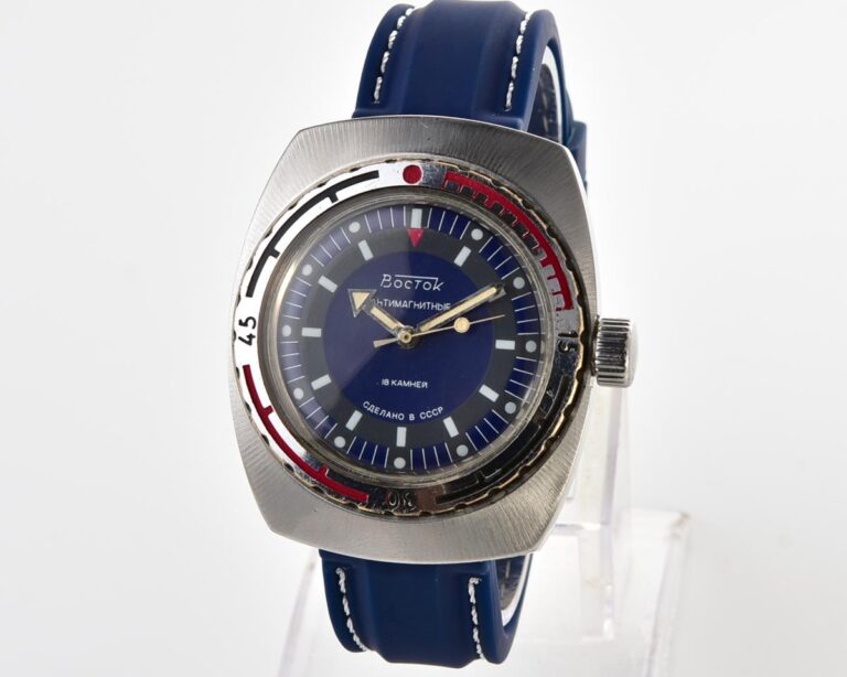 Soviet Vostok Amphibia watch, stainless steel tonneau case