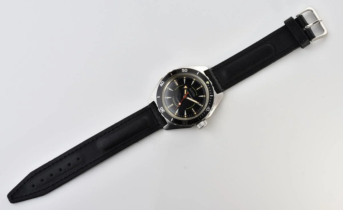 Soviet Vostok Amphibia wristwatch with original black bezel