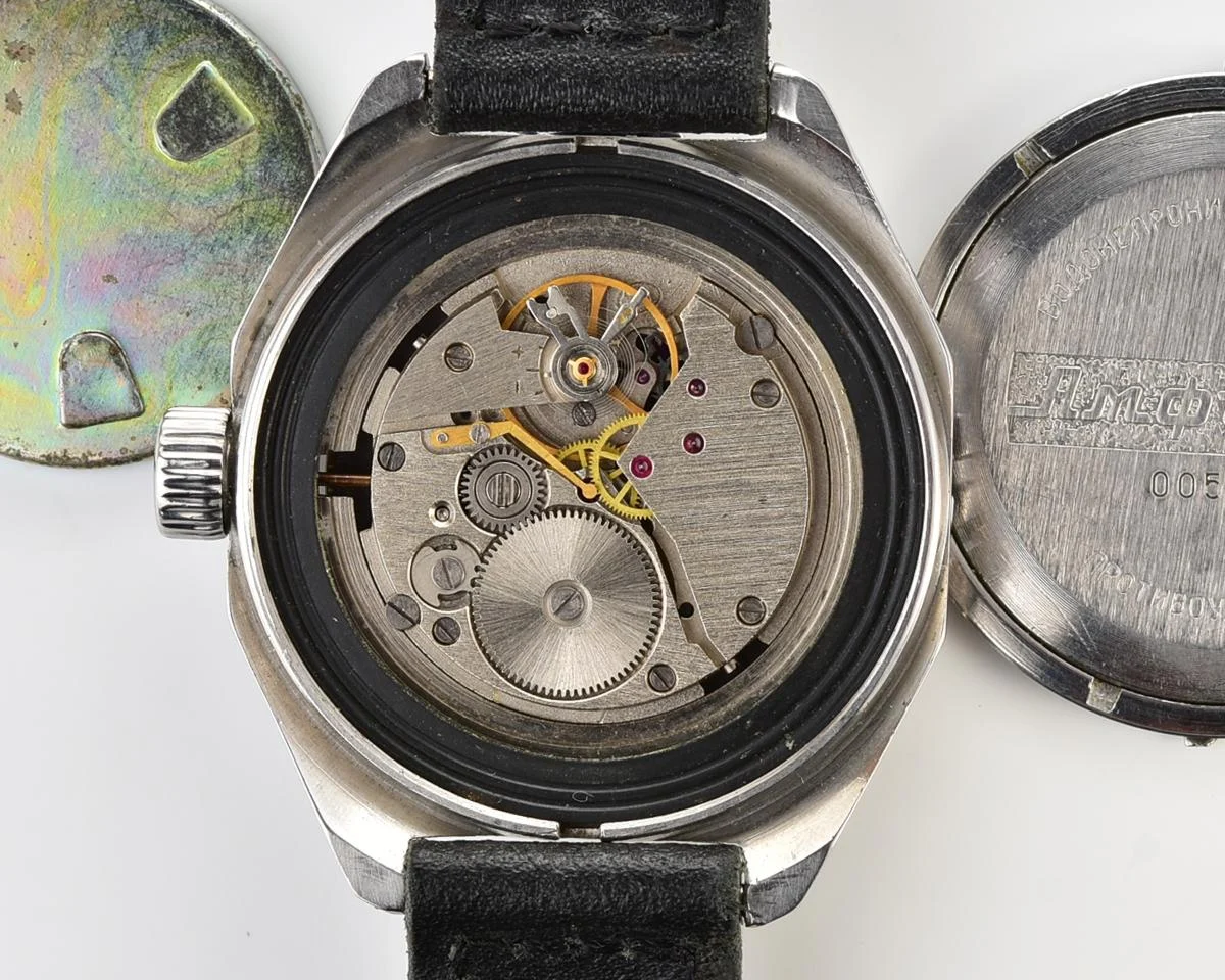 Soviet Vostok Amphibia wristwatch with original black bezel