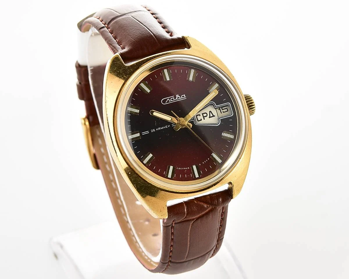 Slava gold-plated Soviet mechanical vintage watch