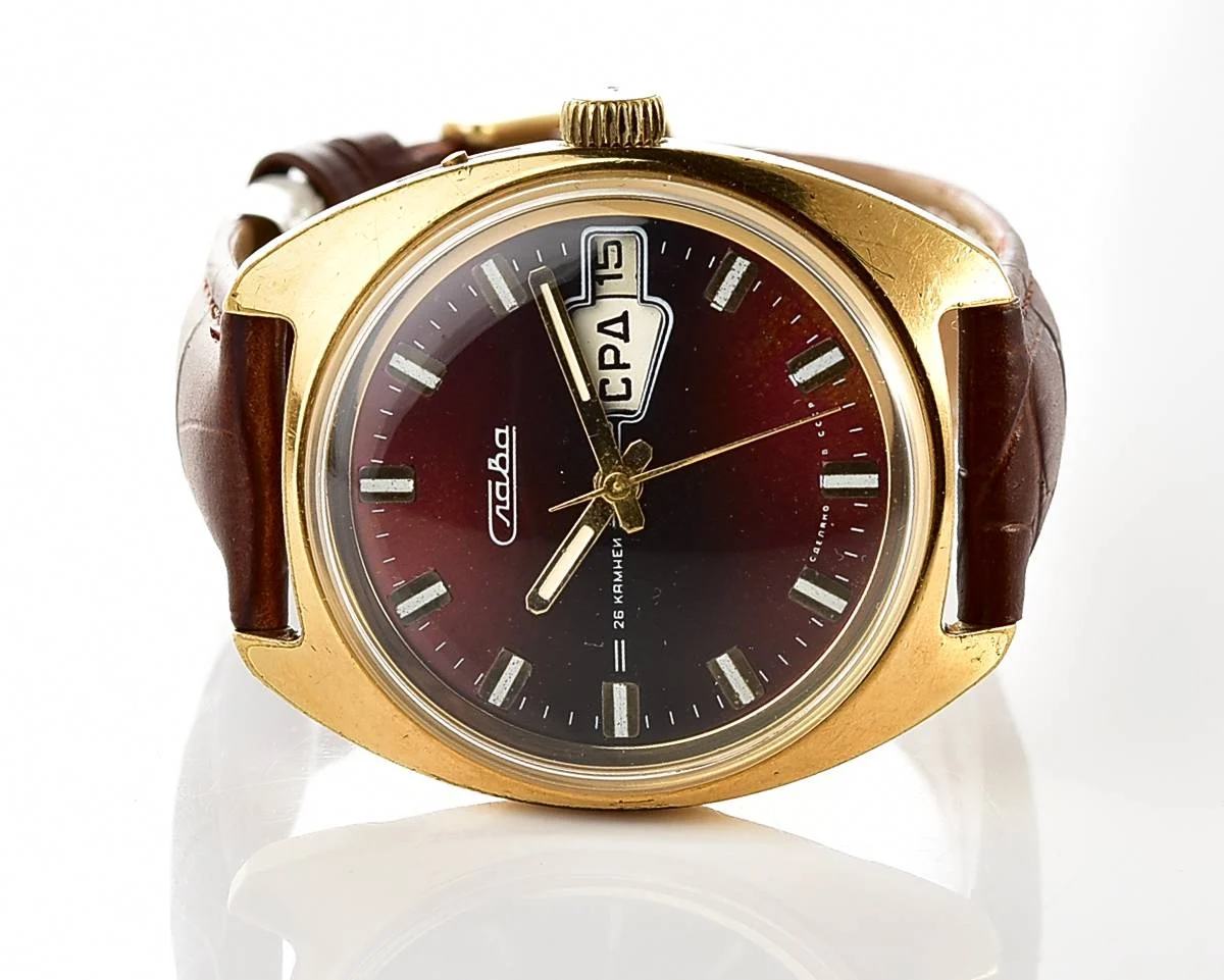 Slava gold-plated Soviet mechanical vintage watch
