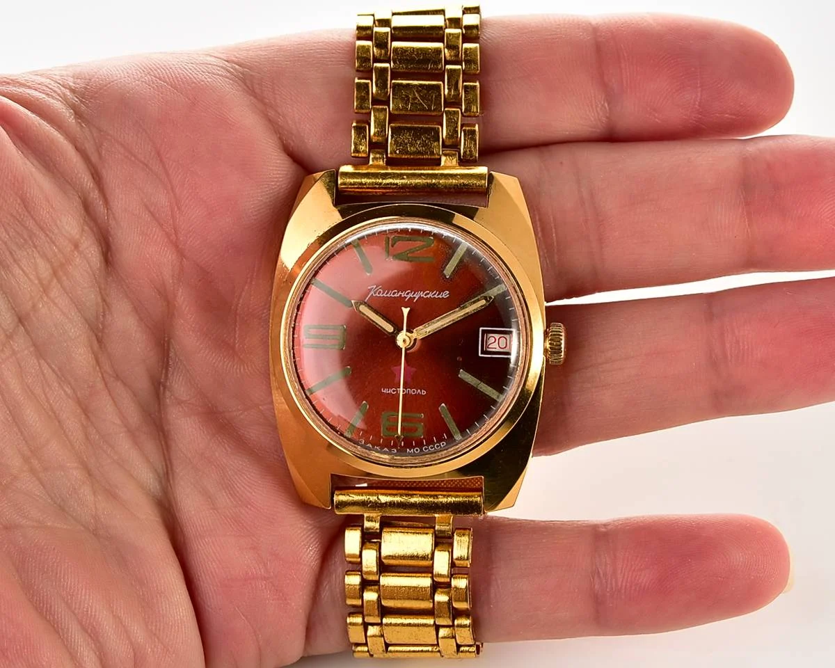 Soviet gold-plated Vostok Komandirskie mechanical watch - Zakaz MO CCCP!