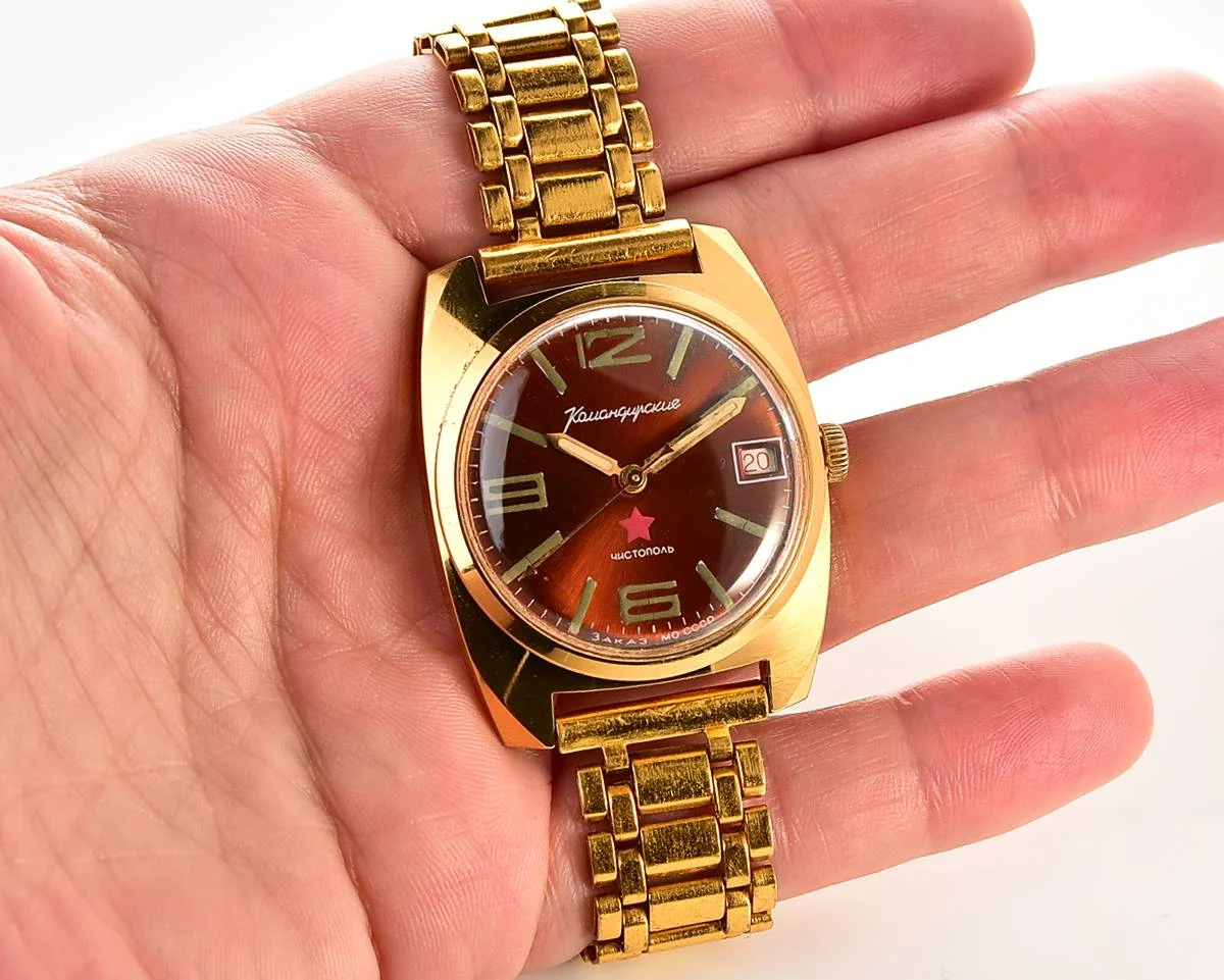 Soviet gold-plated Vostok Komandirskie mechanical watch - Zakaz MO CCCP!
