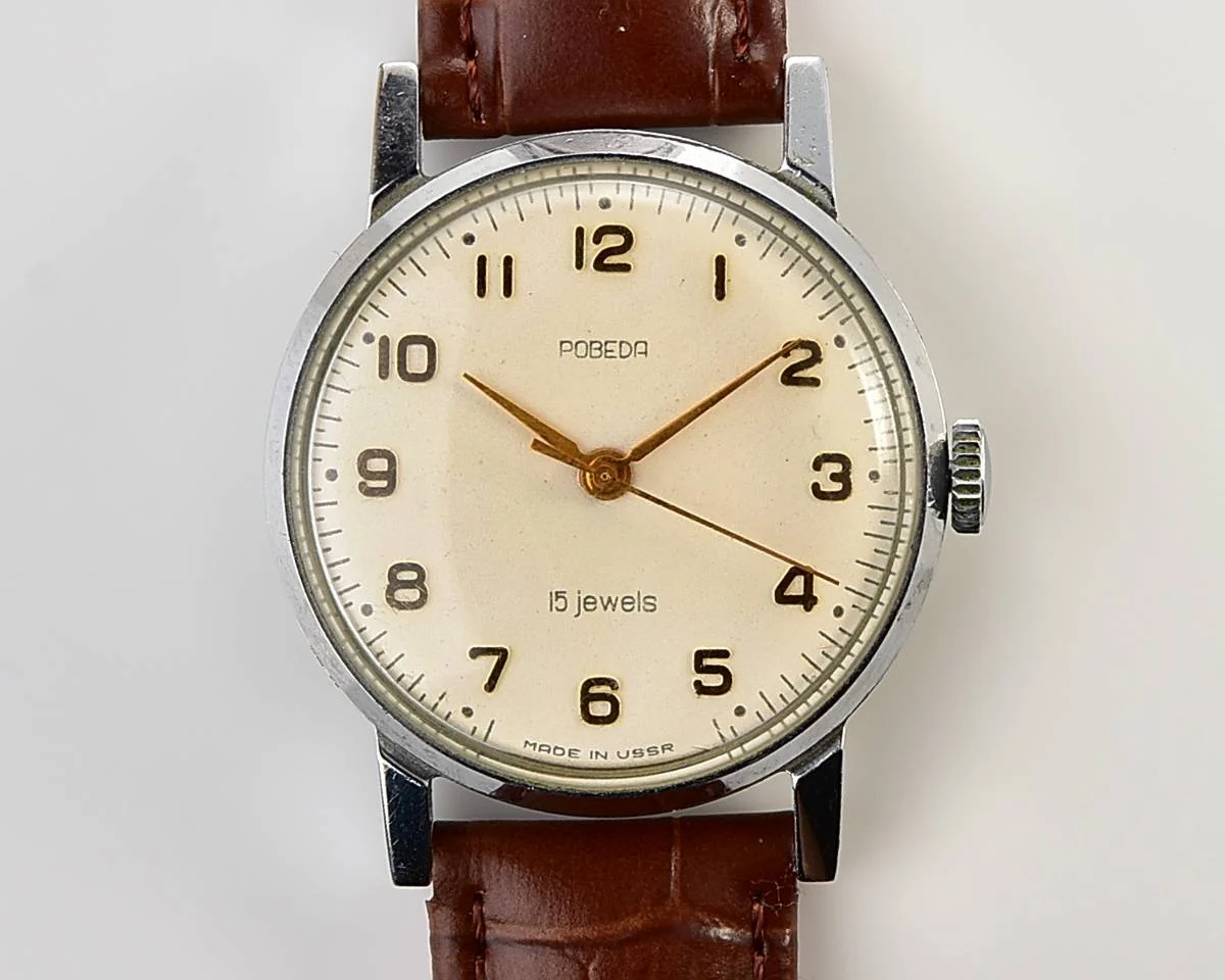 Vintage Pobeda Soviet mechanical wrist watch, 1st quarter 1956!