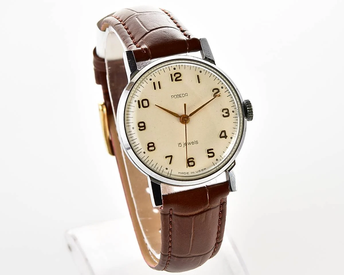Vintage Pobeda Soviet mechanical wrist watch, 1st quarter 1956!