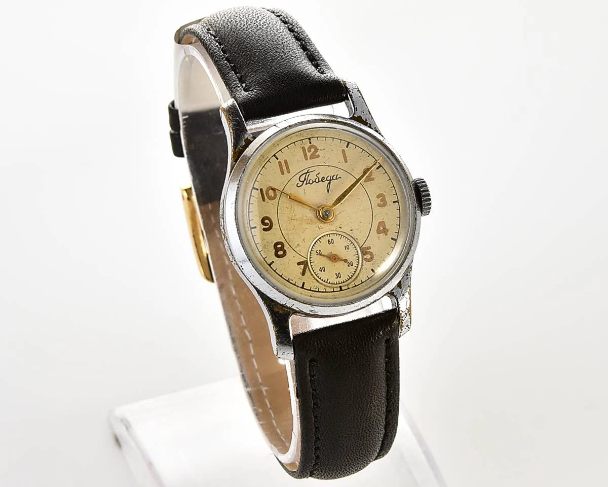 Vintage Soviet mechanical Pobeda wrist watch, PChZ from the 1950s