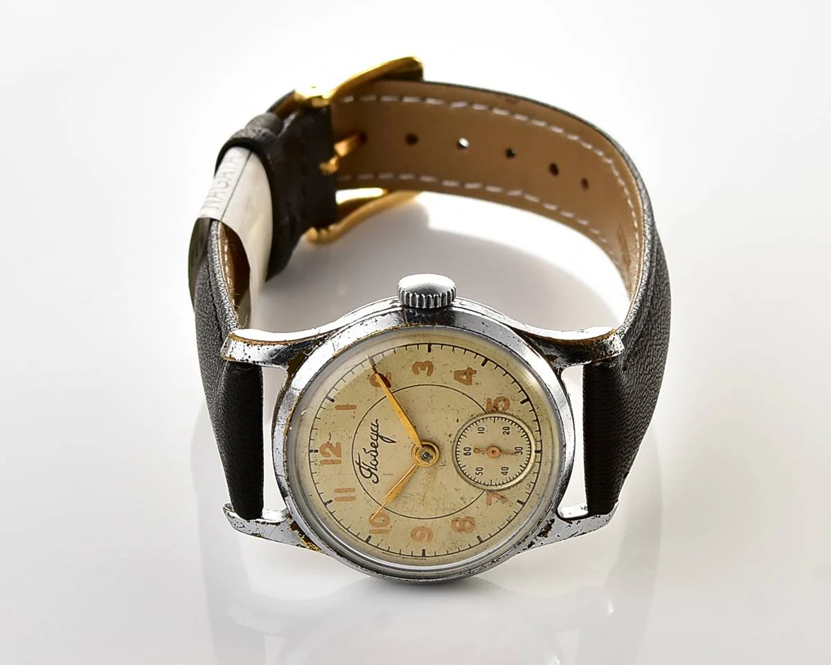 Vintage Soviet mechanical Pobeda wrist watch, PChZ from the 1950s