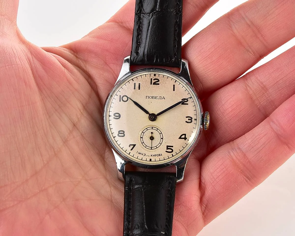 Excellent condition vintage Soviet mechanical Pobeda wrist watch, 1MChZ, 3rd quarter 1953