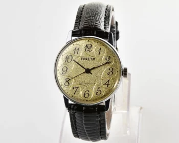 Vintage Soviet Raketa mechanical watch with intricate dial