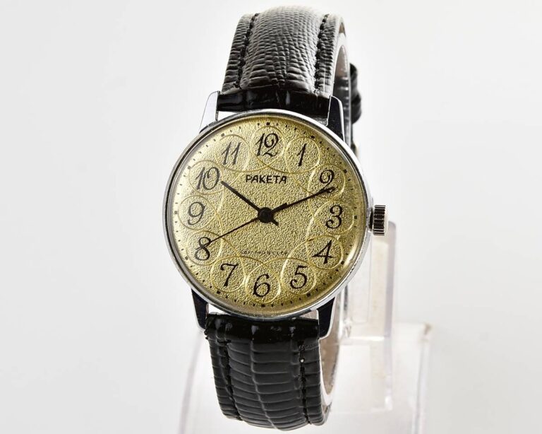 Vintage soviet RAKETA mechanical watch with intricate dial
