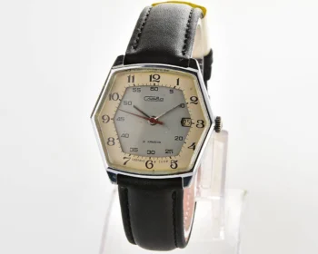 Hexagonal Slava Soviet mechanical vintage watch
