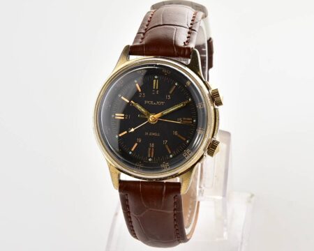 Soviet POLJOT gold-plated mechanical watch with alarm clock function!