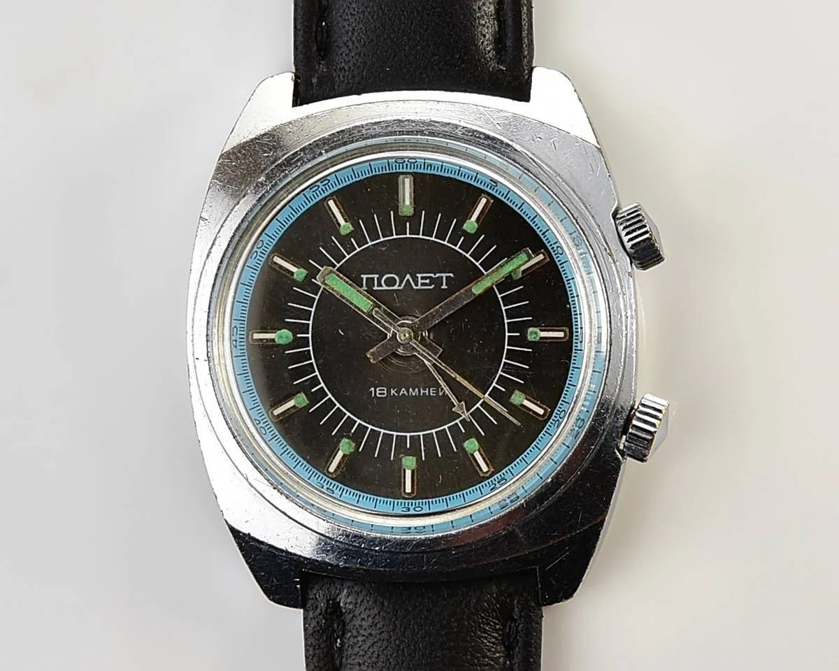 Vintage Soviet Poljot-cricket mechanical watch with alarm function