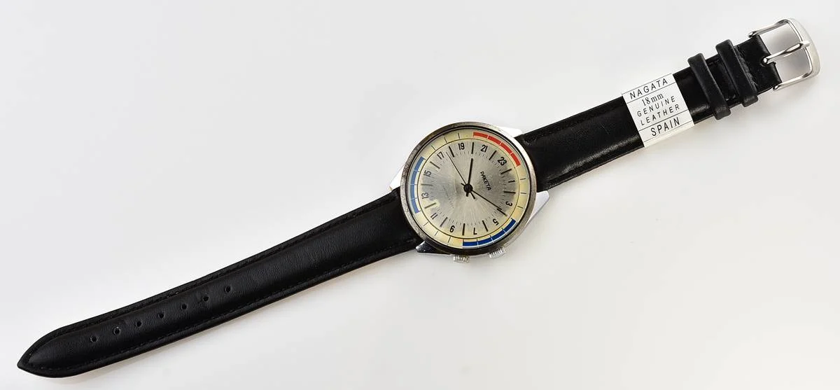 Vintage mechanical Raketa watch with 24 hours dial