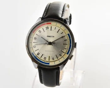 Vintage mechanical Raketa watch with 24 hours dial