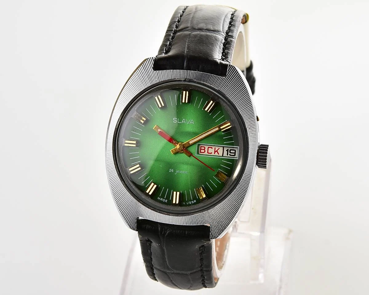 Large Soviet mechanical vintage watch Slava – automatic self winding movement