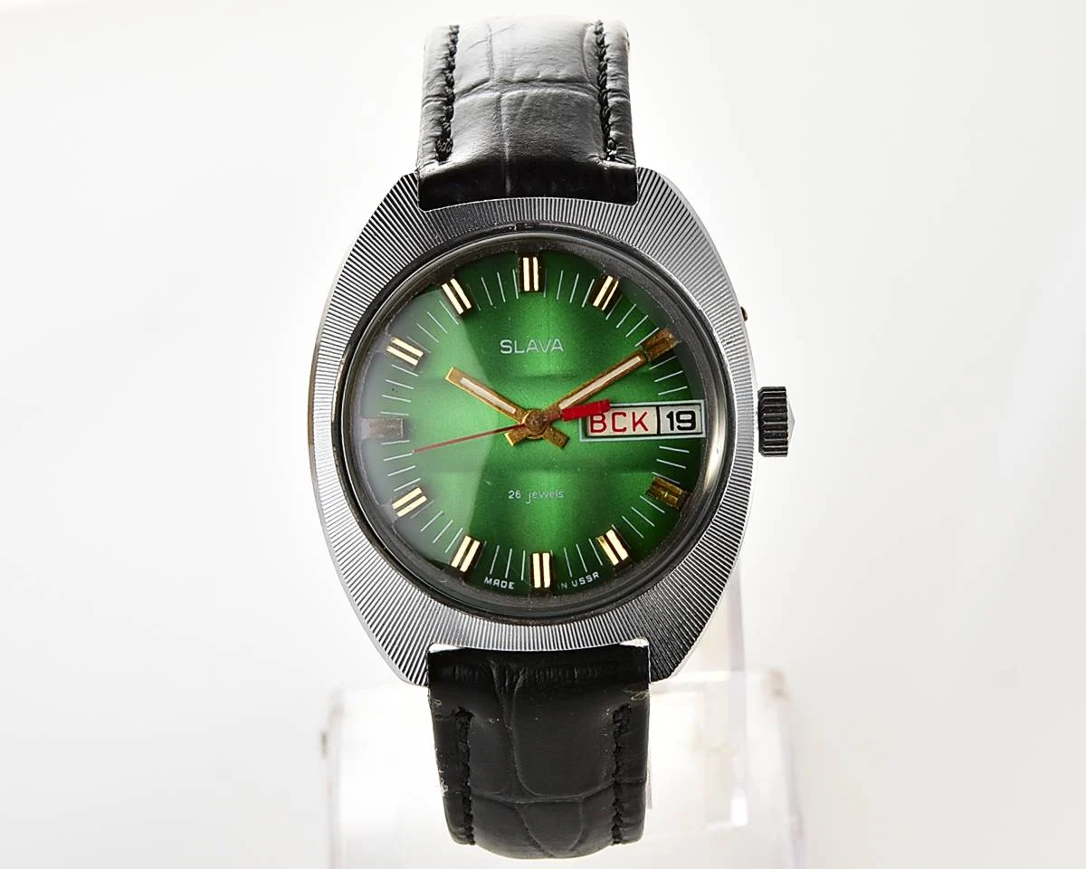 Large Soviet mechanical vintage watch Slava – automatic self winding movement