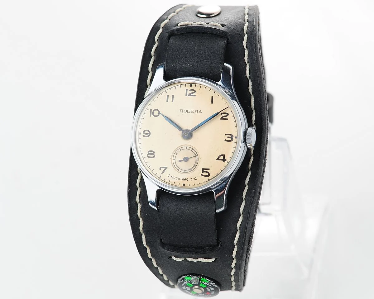 Exceptionally well preserved Soviet Pobeda from 1953 + exquisite Sturmanskie compass strap!
