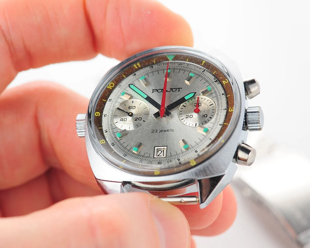 Poljot Chronograph 3133, aged telemeter ring!