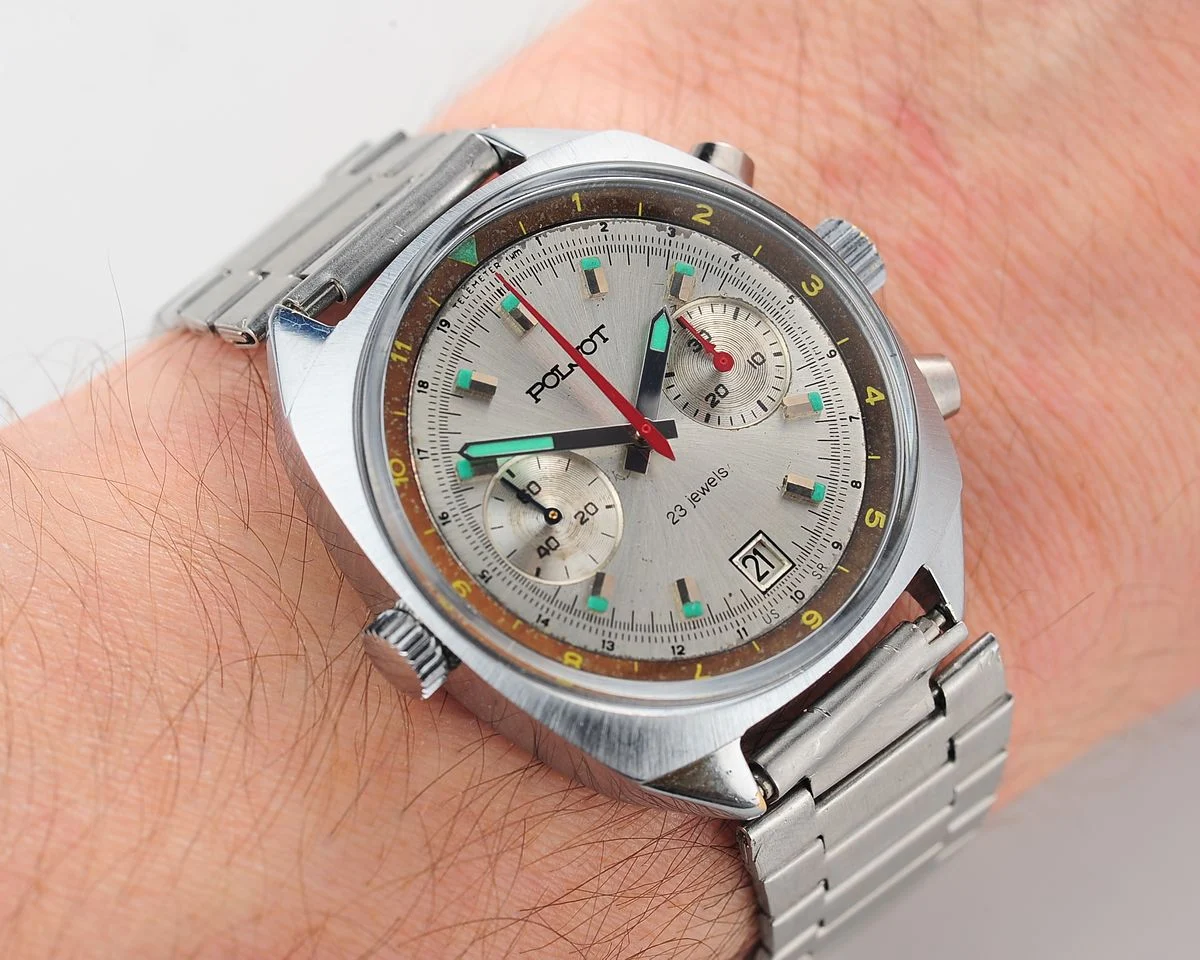 Poljot Chronograph 3133, aged telemeter ring!