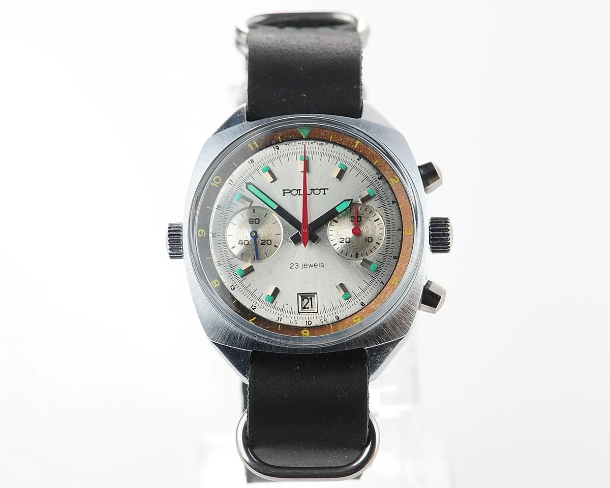 Poljot Chronograph 3133, aged telemeter ring!