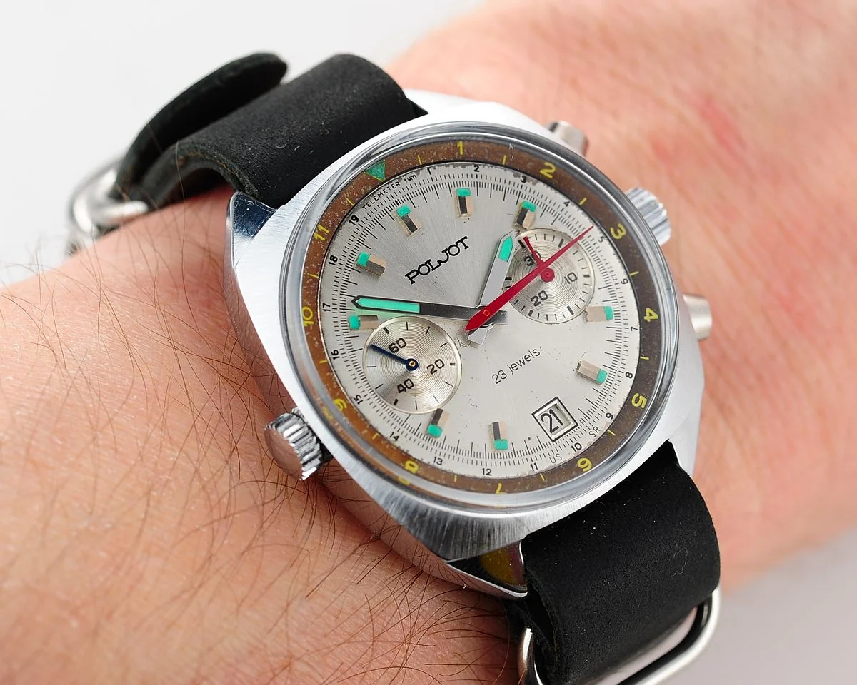 Poljot Chronograph 3133, aged telemeter ring!