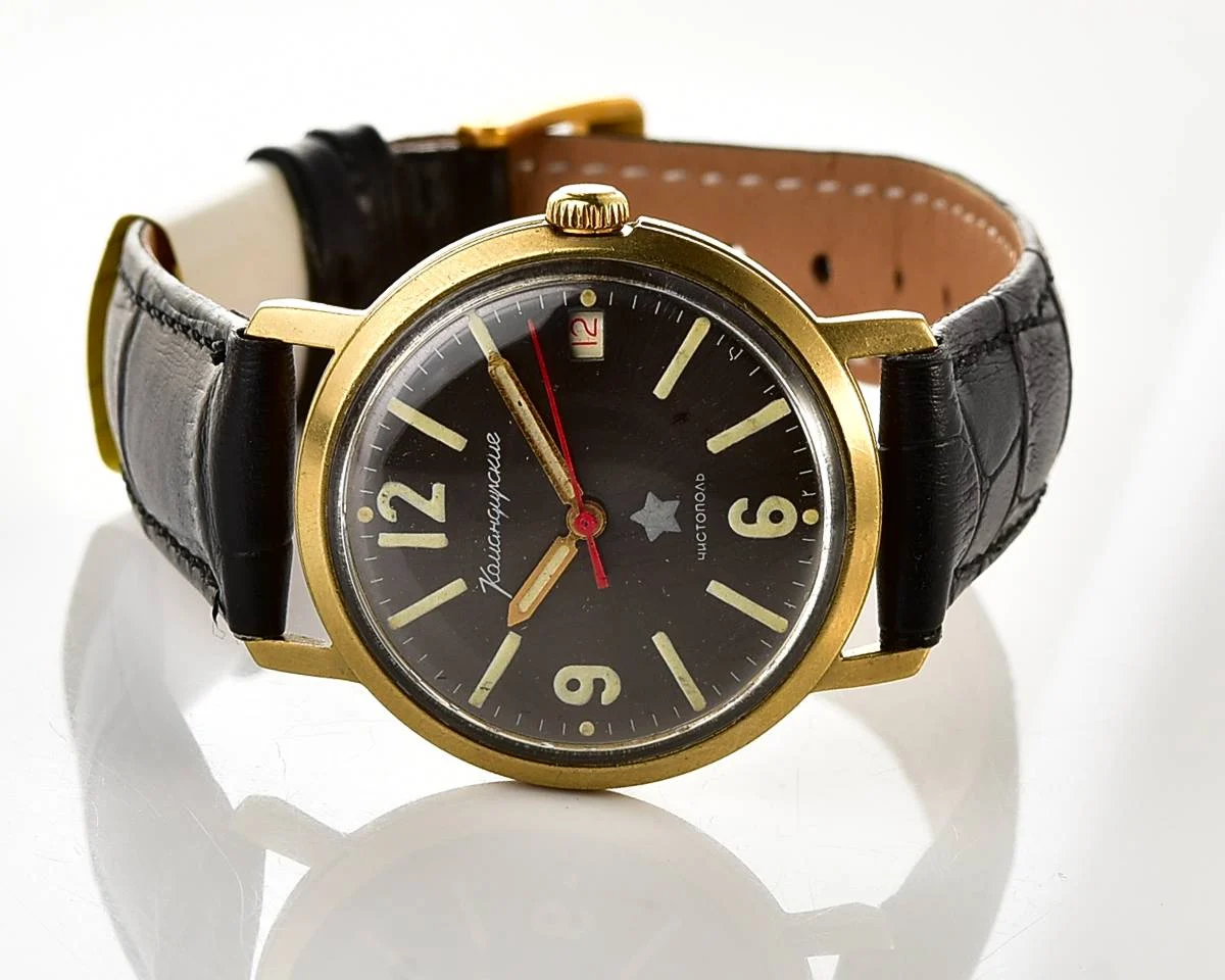 Soviet gold-plated Vostok Komandirskie mechanical watch - Zakaz MO CCCP!