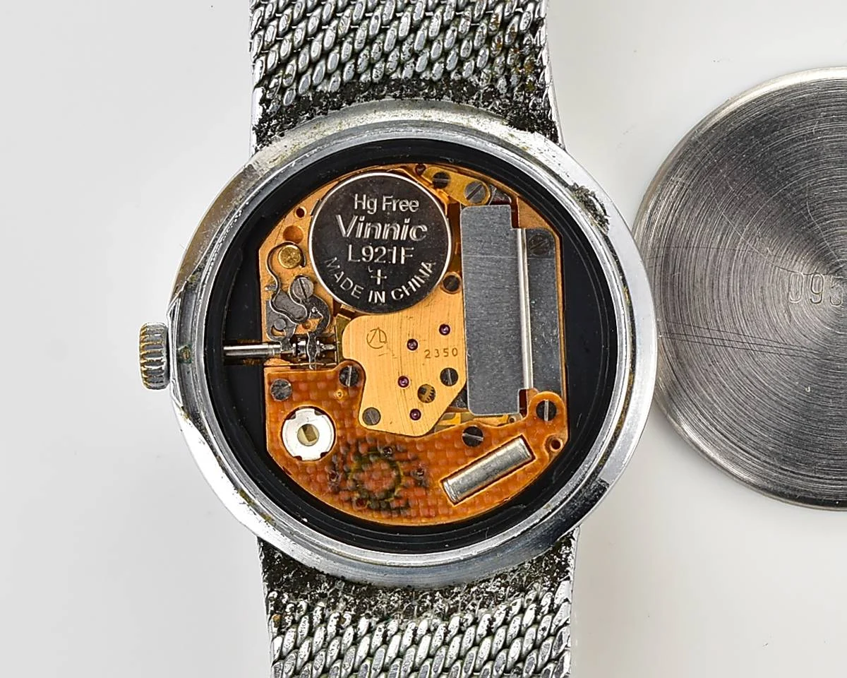 Vintage Soviet Luch quartz watch with integrated metal bracelet