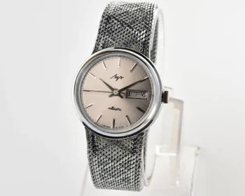 Vintage Soviet Luch quartz watch with integrated metal bracelet