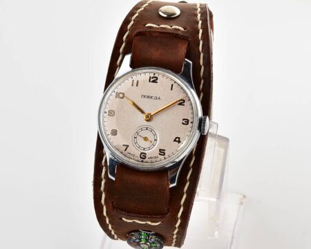 Excellent soviet POBEDA 1MChZ from 1953 + exquisite Sturmanskie compass strap!