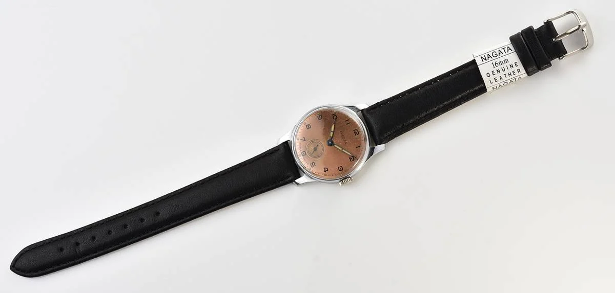 Vintage Soviet Pobeda watch with bronze dial, 1st quarter of 1957