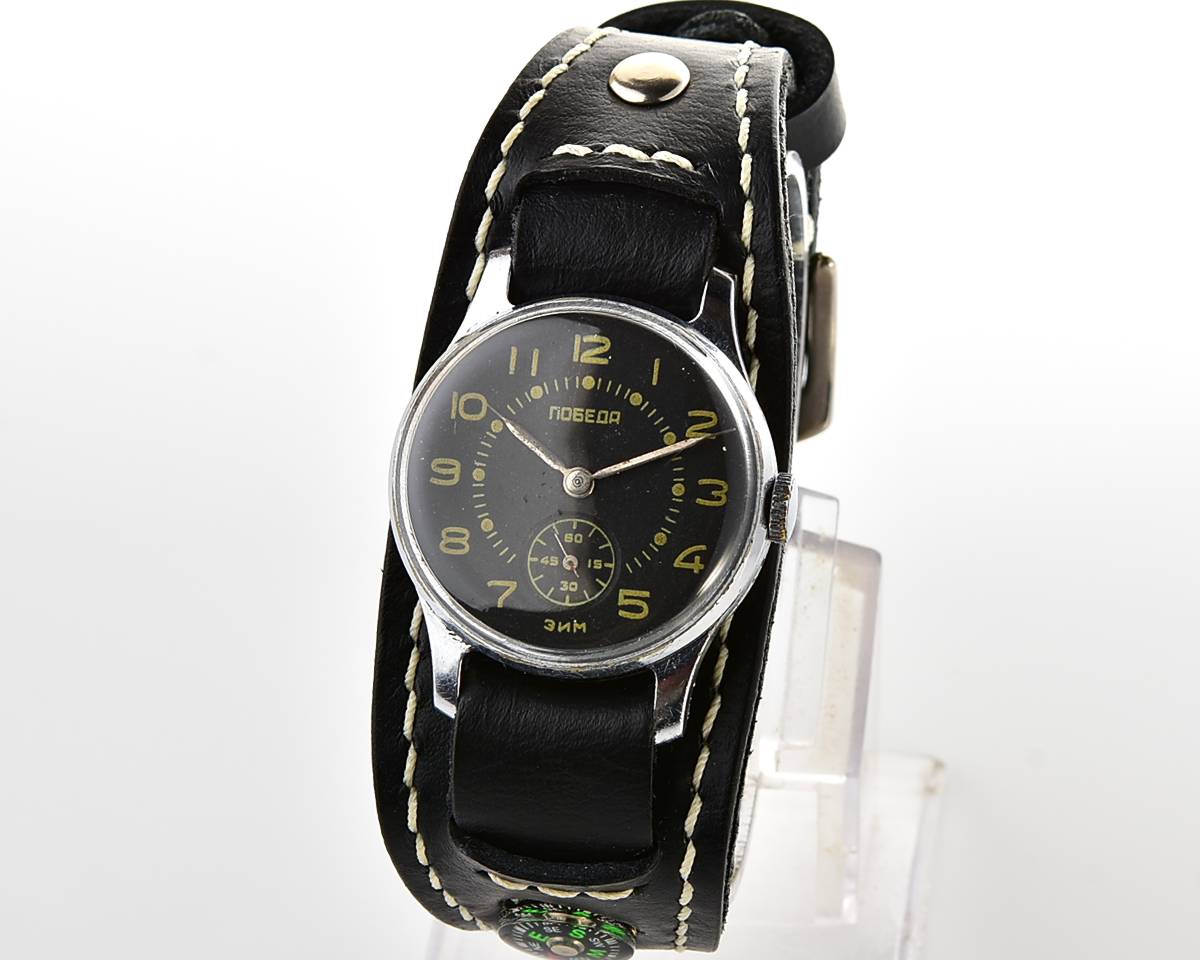 Excellent vintage soviet mechanical POBEDA from 1957 + exquisite Sturmanskie compass strap!