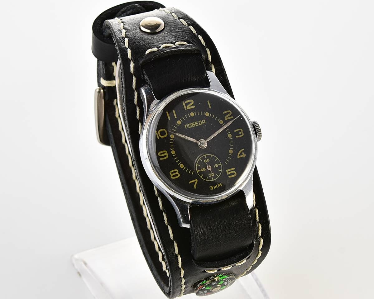 Excellent vintage soviet mechanical POBEDA from 1957 + exquisite Sturmanskie compass strap!