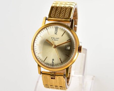 Excellent soviet POLJOT mechanical gold-plated wrist watch