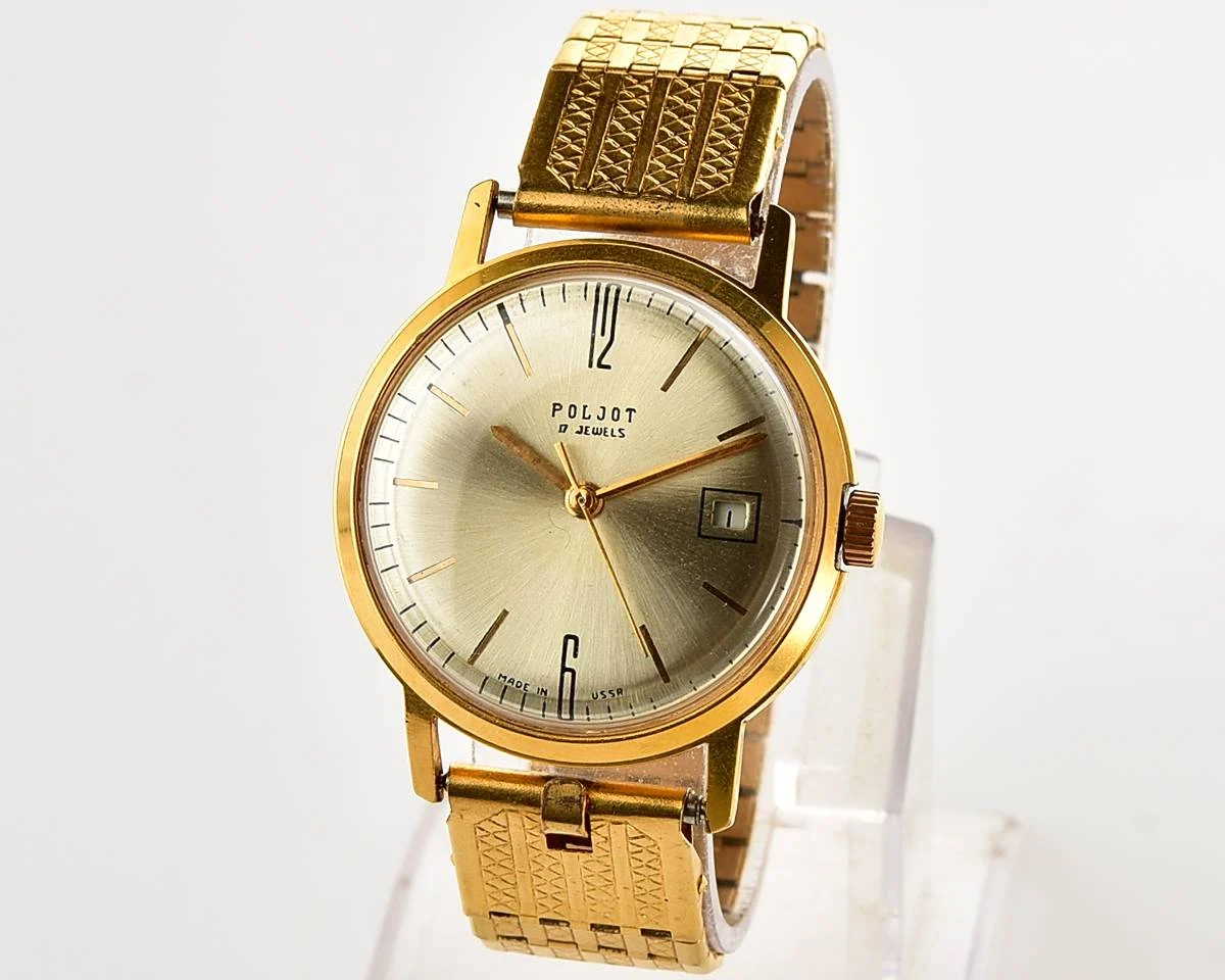 Excellent Soviet Poljot mechanical gold-plated wrist watch