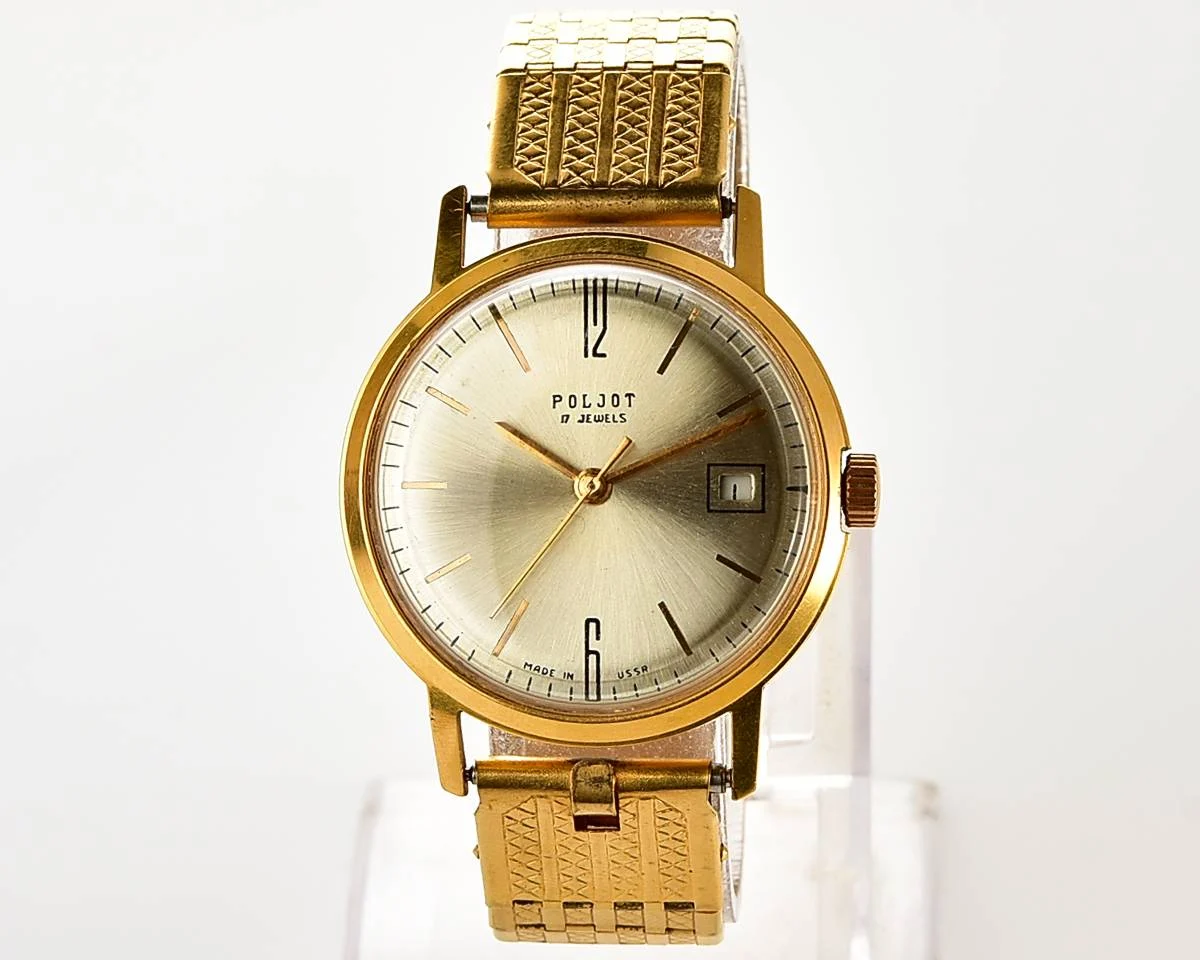 Excellent Soviet Poljot mechanical gold-plated wrist watch