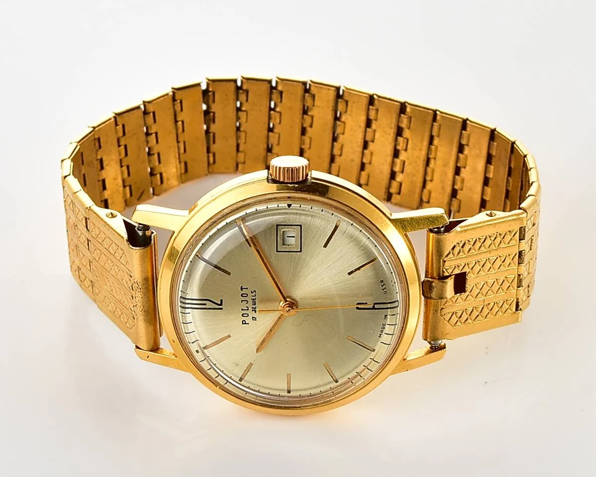 Excellent Soviet Poljot mechanical gold-plated wrist watch