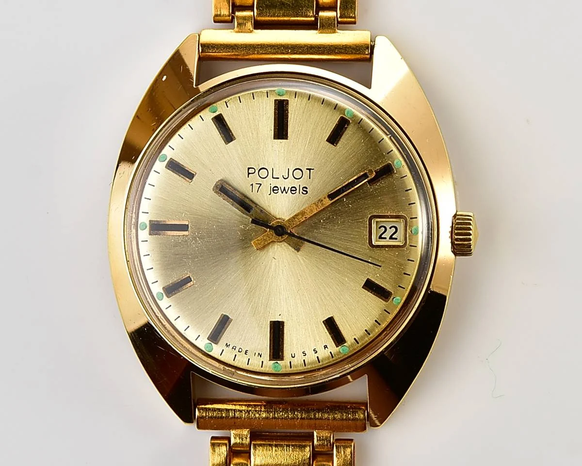 Excellent Soviet Poljot mechanical gold-plated wrist watch